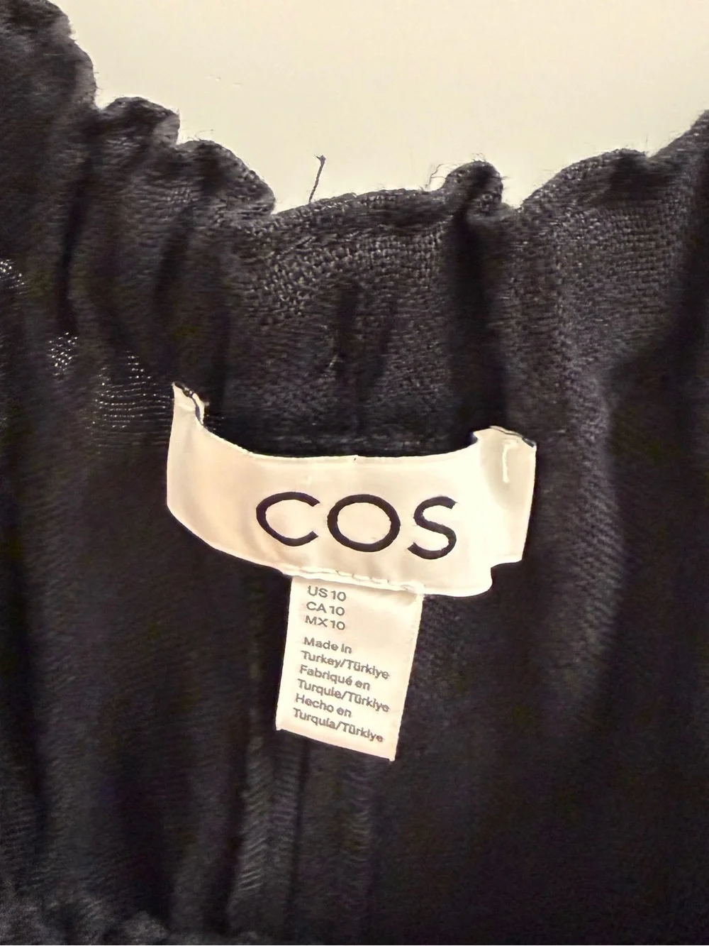 COS Black Wide-Leg Drawstring Cropped Linen Pants